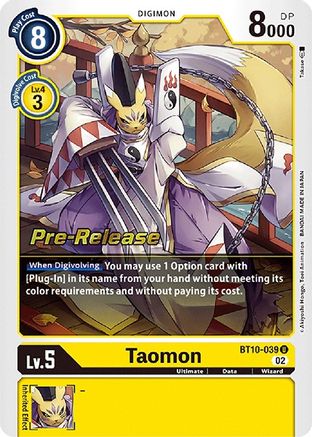 Taomon (BT10-039) - Xros Encounter Pre-Release Cards Foil - Premium Digimon Single from Bandai - Just $0.79! Shop now at Game Crave Tournament Store