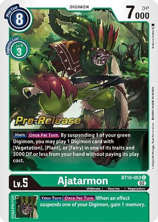 Ajatarmon (BT10-053) - Xros Encounter Pre-Release Cards Foil - Premium Digimon Single from Bandai - Just $7.05! Shop now at Game Crave Tournament Store
