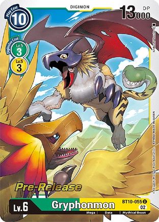 Gryphonmon (BT10-055) - Xros Encounter Pre-Release Cards - Premium Digimon Single from Bandai - Just $0.10! Shop now at Game Crave Tournament Store