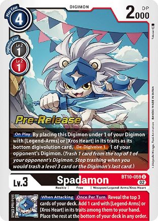 Spadamon (BT10-059) - Xros Encounter Pre-Release Cards Foil - Premium Digimon Single from Bandai - Just $2.53! Shop now at Game Crave Tournament Store