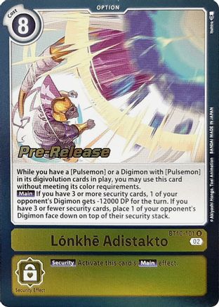 Lonkhe Adistakto (BT10-101) - Xros Encounter Pre-Release Cards Foil - Premium Digimon Single from Bandai - Just $1.14! Shop now at Game Crave Tournament Store