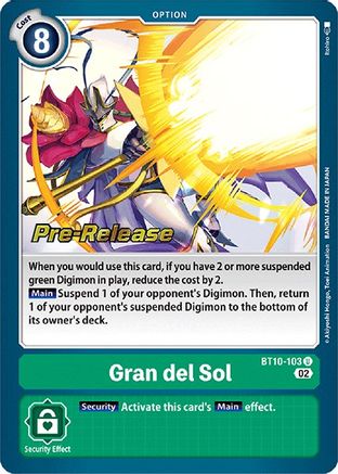 Gran del Sol (BT10-103) - Xros Encounter Pre-Release Cards - Premium Digimon Single from Bandai - Just $0.33! Shop now at Game Crave Tournament Store