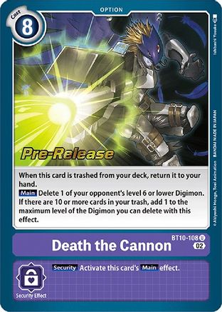 Death the Cannon (BT10-108) - Xros Encounter Pre-Release Cards Foil - Premium Digimon Single from Bandai - Just $1.22! Shop now at Game Crave Tournament Store