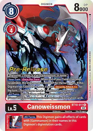 Canoweissmon (BT10-011) - Xros Encounter Pre-Release Cards Foil - Premium Digimon Single from Bandai - Just $0.85! Shop now at Game Crave Tournament Store