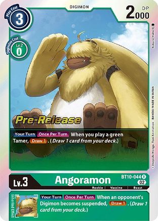 Angoramon (BT10-044) - Xros Encounter Pre-Release Cards - Premium Digimon Single from Bandai - Just $0.60! Shop now at Game Crave Tournament Store