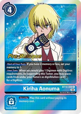 Kiriha Aonuma (BT10-088) - Xros Encounter Pre-Release Cards Foil - Premium Digimon Single from Bandai - Just $0.60! Shop now at Game Crave Tournament Store