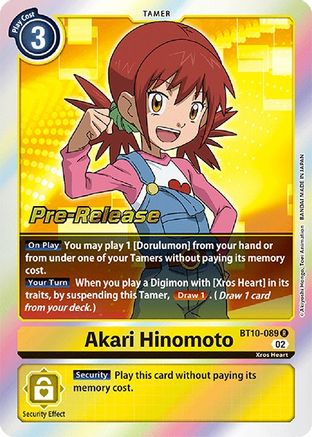 Akari Hinomoto (BT10-089) - Xros Encounter Pre-Release Cards Foil - Premium Digimon Single from Bandai - Just $0.11! Shop now at Game Crave Tournament Store