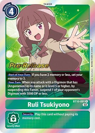 Ruli Tsukiyono (BT10-091) - Xros Encounter Pre-Release Cards Foil - Premium Digimon Single from Bandai - Just $0.74! Shop now at Game Crave Tournament Store