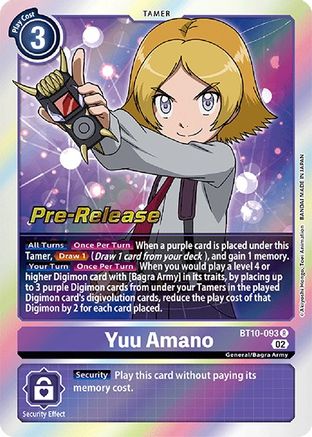 Yuu Amano (BT10-093) - Xros Encounter Pre-Release Cards Foil - Premium Digimon Single from Bandai - Just $0.58! Shop now at Game Crave Tournament Store