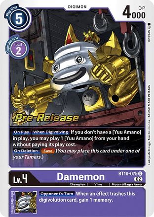 Damemon (BT10-075) - Xros Encounter Pre-Release Cards Foil - Premium Digimon Single from Bandai - Just $1.97! Shop now at Game Crave Tournament Store
