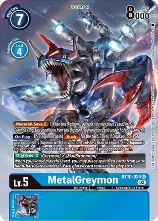 MetalGreymon (Alternate Art) (BT10-024) - Xros Encounter Foil - Premium Digimon Single from Bandai - Just $22.13! Shop now at Game Crave Tournament Store