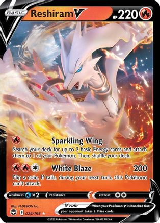 Reshiram V 24/195 - Silver Tempest Holofoil - Premium Pokemon Single from Nintendo - Just $0.50! Shop now at Game Crave Tournament Store