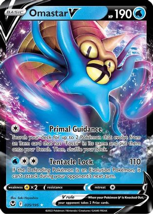 Omastar V 35/195 - Silver Tempest Holofoil - Premium Pokemon Single from Nintendo - Just $0.50! Shop now at Game Crave Tournament Store