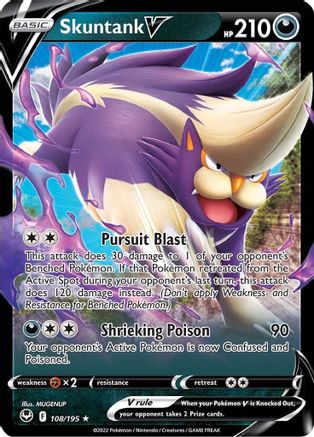 Skuntank V 108/195 - Silver Tempest Holofoil - Premium Pokemon Single from Nintendo - Just $0.50! Shop now at Game Crave Tournament Store