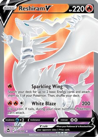 Reshiram V 172/195 - Silver Tempest Holofoil - Premium Pokemon Single from Nintendo - Just $2.13! Shop now at Game Crave Tournament Store