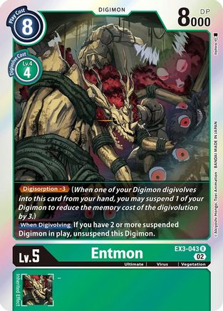 Entmon (EX3-043) - Draconic Roar Foil - Premium Digimon Single from Bandai - Just $0.25! Shop now at Game Crave Tournament Store