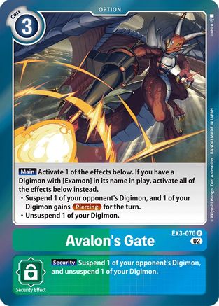 Avalon's Gate (EX3-070) - Draconic Roar Foil - Premium Digimon Single from Bandai - Just $0.25! Shop now at Game Crave Tournament Store