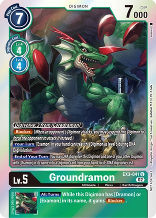 Groundramon (Box Topper) (EX3-041) - Draconic Roar Foil - Premium Digimon Single from Bandai - Just $4.41! Shop now at Game Crave Tournament Store