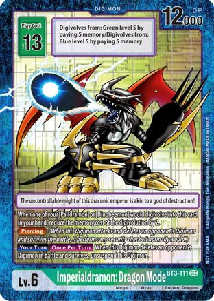 Imperialdramon: Dragon Mode - BT3-111 (Alternate Art) (BT3-111) - Draconic Roar Foil - Premium Digimon Single from Bandai - Just $0.63! Shop now at Game Crave Tournament Store