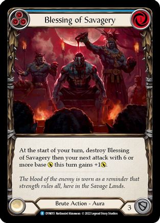 Blessing of Savagery (Blue) (DYN015) - Dynasty Rainbow Foil - Premium Flesh And Blood Single from Legend Story Studios - Just $0.08! Shop now at Game Crave Tournament Store