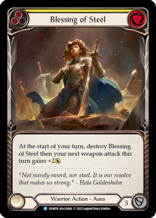 Blessing of Steel (Yellow) (DYN074) - Dynasty Rainbow Foil - Premium Flesh And Blood Single from Legend Story Studios - Just $0.26! Shop now at Game Crave Tournament Store