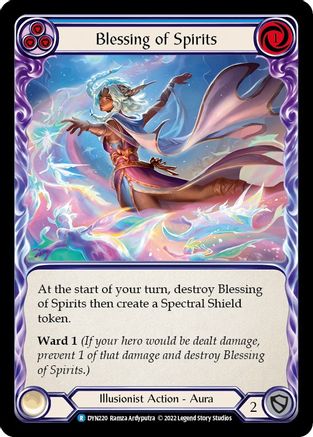 Blessing of Spirits (Blue) (DYN220) - Dynasty Rainbow Foil - Premium Flesh And Blood Single from Legend Story Studios - Just $0.25! Shop now at Game Crave Tournament Store