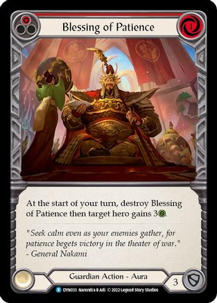 Blessing of Patience (Red) (DYN033) - Dynasty Rainbow Foil - Premium Flesh And Blood Single from Legend Story Studios - Just $0.09! Shop now at Game Crave Tournament Store