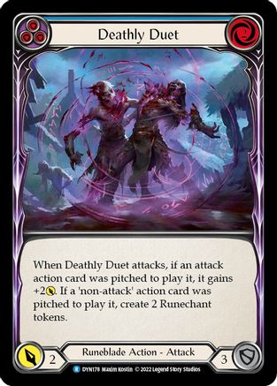 Deathly Duet (Blue) (DYN178) - Dynasty Rainbow Foil - Premium Flesh And Blood Single from Legend Story Studios - Just $0.08! Shop now at Game Crave Tournament Store