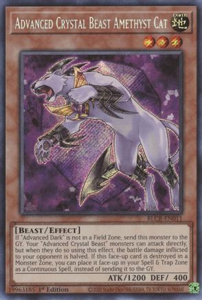 Advanced Crystal Beast Amethyst Cat (BLCR-EN011) - Battles of Legend: Crystal Revenge 1st Edition - Premium Yugioh Single from Konami - Just $0.25! Shop now at Game Crave Tournament Store