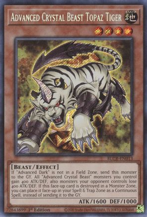 Advanced Crystal Beast Topaz Tiger (BLCR-EN013) - Battles of Legend: Crystal Revenge 1st Edition - Premium Yugioh Single from Konami - Just $0.25! Shop now at Game Crave Tournament Store