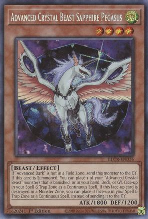 Advanced Crystal Beast Sapphire Pegasus (BLCR-EN016) - Battles of Legend: Crystal Revenge 1st Edition - Premium Yugioh Single from Konami - Just $0.34! Shop now at Game Crave Tournament Store