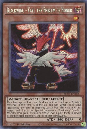 Blackwing - Vayu the Emblem of Honor (BLCR-EN060) - Battles of Legend: Crystal Revenge 1st Edition - Premium Yugioh Single from Konami - Just $0.78! Shop now at Game Crave Tournament Store