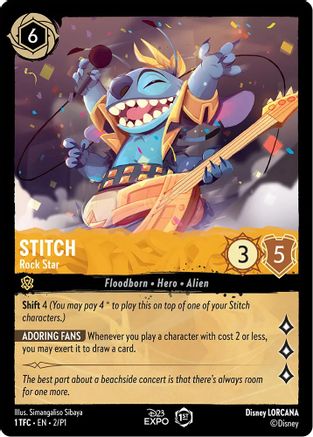 Stitch - Rock Star (2) - D23 Promos Holofoil - Premium Lorcana Single from Disney - Just $1.60! Shop now at Game Crave Tournament Store