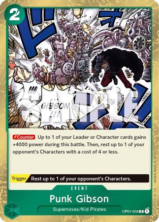 Punk Gibson (OP01-058) - Romance Dawn Foil - Premium One Piece Single from Bandai - Just $0.56! Shop now at Game Crave Tournament Store