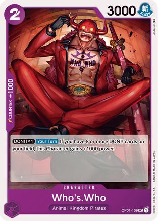 Who's.Who (OP01-109) - Romance Dawn - Premium One Piece Single from Bandai - Just $0.25! Shop now at Game Crave Tournament Store