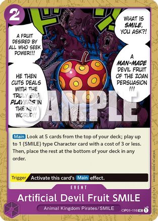 Artificial Devil Fruit SMILE (OP01-116) - Romance Dawn - Premium One Piece Single from Bandai - Just $0.25! Shop now at Game Crave Tournament Store