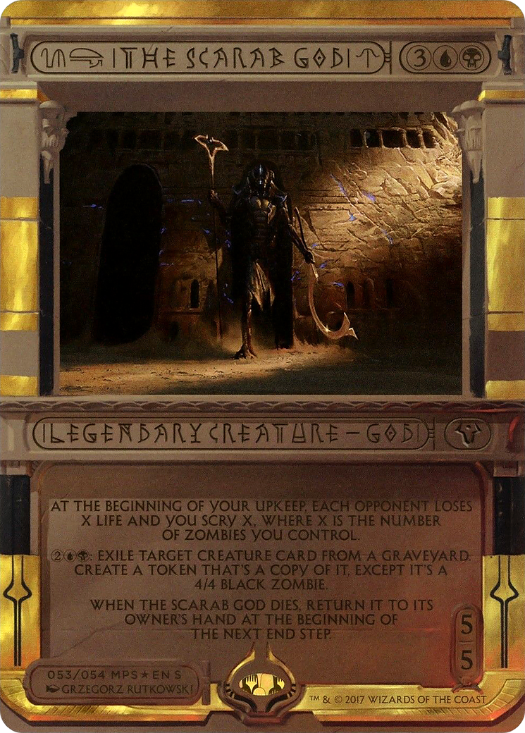 The Scarab God (MP2-053) - Amonkhet Invocations (Borderless) Foil - Premium MTG Single from Wizards of the Coast - Just $69.85! Shop now at Game Crave Tournament Store