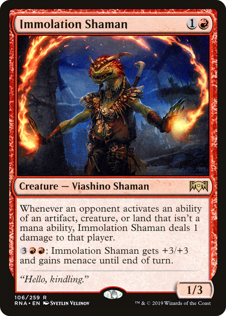 Immolation Shaman (RNA-106) - Ravnica Allegiance - Premium MTG Single from Wizards of the Coast - Just $0.12! Shop now at Game Crave Tournament Store