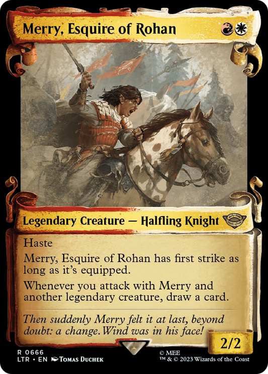 Merry, Esquire of Rohan (LTR-666) - The Lord of the Rings: Tales of Middle-earth: (Showcase) Foil - Premium MTG Single from Wizards of the Coast - Just $0.26! Shop now at Game Crave Tournament Store
