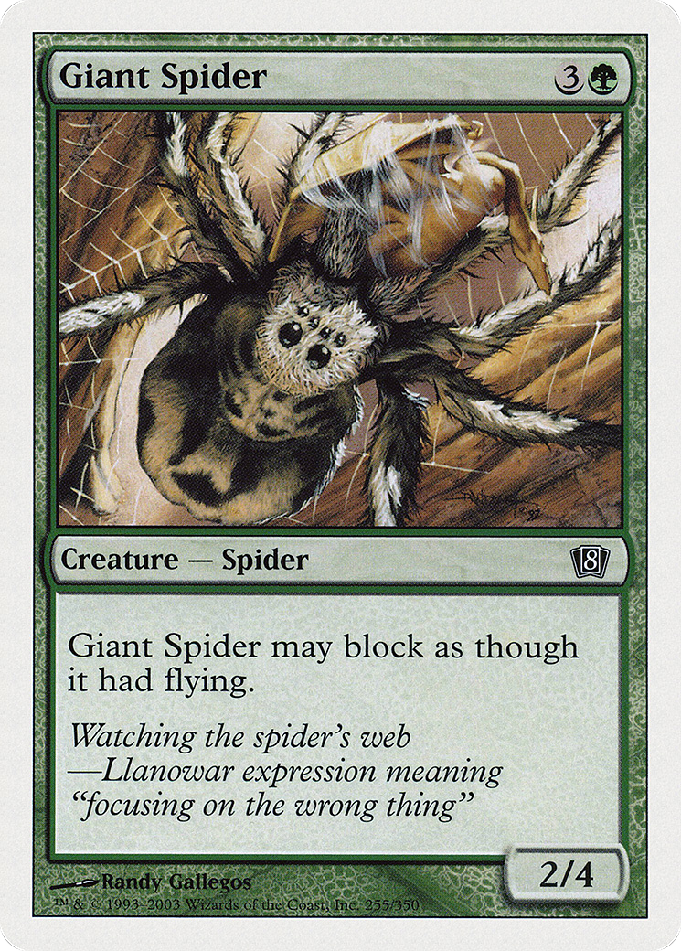 Giant Spider (8ED-255) - Eighth Edition - Premium MTG Single from Wizards of the Coast - Just $0.08! Shop now at Game Crave Tournament Store
