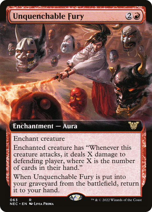 Unquenchable Fury (NEC-063) - Neon Dynasty Commander: (Extended Art) - Premium MTG Single from Wizards of the Coast - Just $0.09! Shop now at Game Crave Tournament Store
