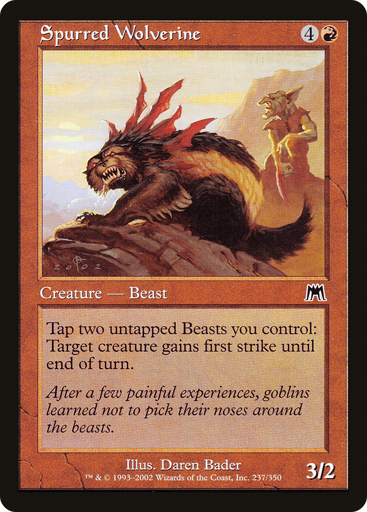 Spurred Wolverine (ONS-237) - Onslaught - Premium MTG Single from Wizards of the Coast - Just $0.08! Shop now at Game Crave Tournament Store