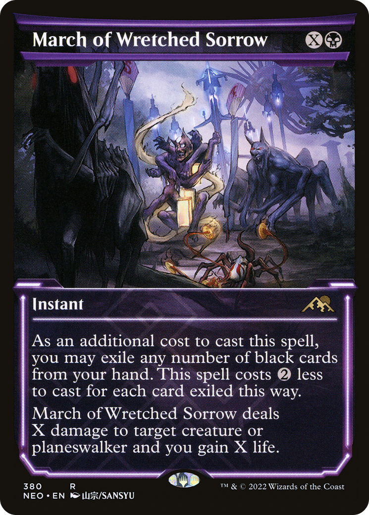 March of Wretched Sorrow (NEO-380) - Kamigawa: Neon Dynasty: (Showcase) Foil - Premium MTG Single from Wizards of the Coast - Just $1.62! Shop now at Game Crave Tournament Store