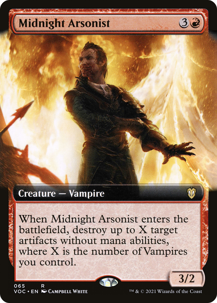 Midnight Arsonist (VOC-065) - Crimson Vow Commander: (Extended Art) - Premium MTG Single from Wizards of the Coast - Just $0.08! Shop now at Game Crave Tournament Store