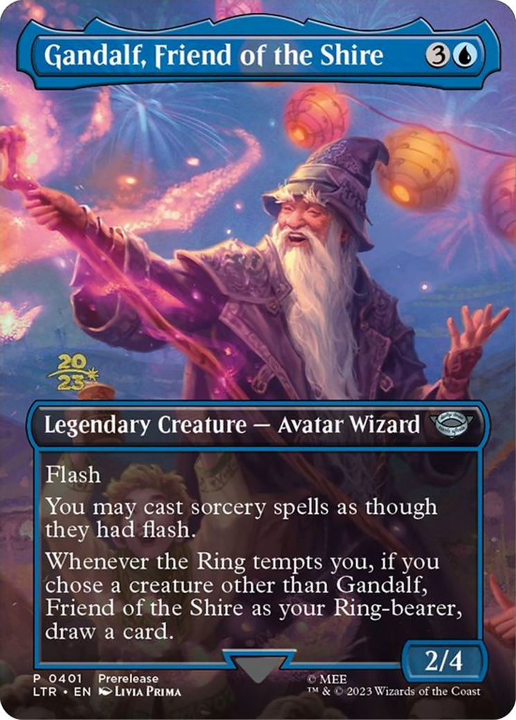 Gandalf, Friend of the Shire (PLTR-401) - Tales of Middle-earth Promos (Borderless) Foil - Premium MTG Single from Wizards of the Coast - Just $0.22! Shop now at Game Crave Tournament Store