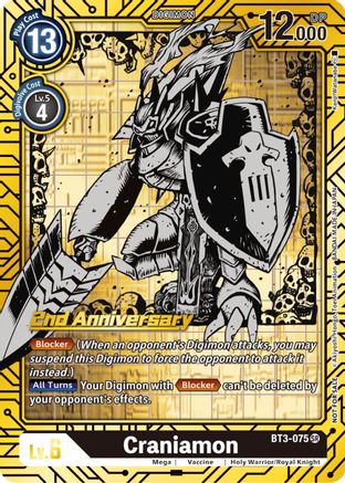 Craniamon (2nd Anniversary Card Set) (BT3-075) - Release Special Booster Foil - Premium Digimon Single from Bandai - Just $1.22! Shop now at Game Crave Tournament Store
