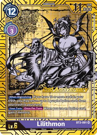 Lilithmon (2nd Anniversary Card Set) (BT3-091) - Release Special Booster Foil - Premium Digimon Single from Bandai - Just $1.60! Shop now at Game Crave Tournament Store