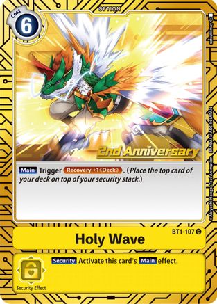 Holy Wave (2nd Anniversary Card Set) (BT1-107) - Release Special Booster Foil - Premium Digimon Single from Bandai - Just $0.15! Shop now at Game Crave Tournament Store