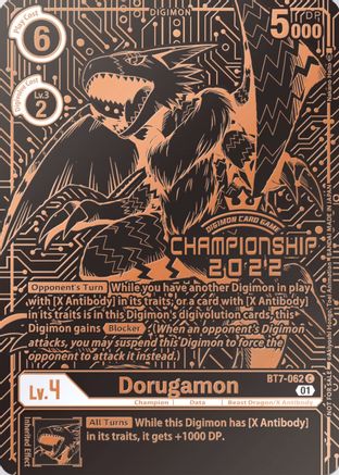 Dorugamon (2022 Championship Finals 3rd Place) (BT7-062) - Next Adventure - Premium Digimon Single from Bandai - Just $0! Shop now at Game Crave Tournament Store