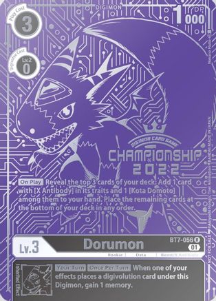 Dorumon (2022 Championship Finals Top 16) (BT7-056) - Next Adventure Foil - Premium Digimon Single from Bandai - Just $1300.55! Shop now at Game Crave Tournament Store